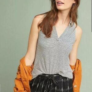 NWT Maeve by Anthropologie Carolina Collared Railroad Stripe Tank Women X-small